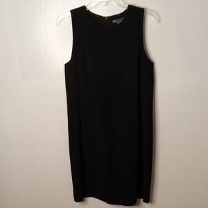 Vince Women's Size 6 Black Classic Tank Sheath Leather Trim Dress.Party, Elegant